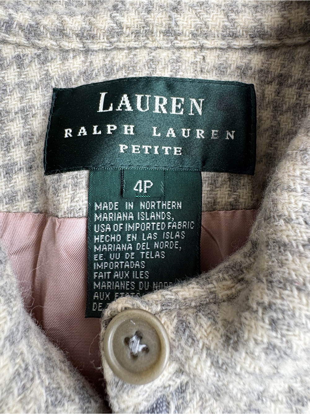 Lauren Ralph Lauren Women's Size 4P 100% Wool Houndstooth Blazer Jacket - Picture 2 of 7